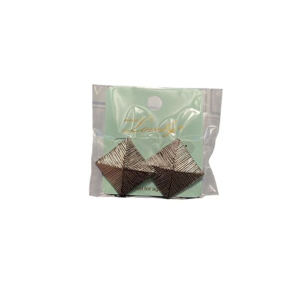 AND LOVELY SQUARE SLIVER STUD EARRINGS - Picture 1 of 2